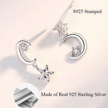 将图片加载到图库查看器,SLUYNZ 925 Sterling Silver CZ Crystal Star Moon Studs Earrings for Women Teen Girls Sparkling Asymmetric Studs EarringsSLUYNZ 925 Sterling Silver CZ Crystal Star Moon Studs Earrings for Women Teen Girls Sparkling Asymmetric Studs Earrings