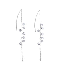 Load image into Gallery viewer, SLUYNZ 925 Sterling Silver Sparkling CZ Droplet Dangle Earrings for Women Teen Girls Elegant Long Threader Earrings