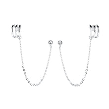 将图片加载到图库查看器,SLUYNZ 925 Sterling Silver Cuff Earrings Chain for Women Teen Girls Crawler Earrings Studs