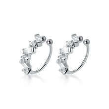 将图片加载到图库查看器,SLUYNZ 925 Sterling Silver CZ Cuff Earrings for Women Teen Girls Small Hoop Earrings No Piercing Cartilage Earrings