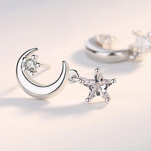 将图片加载到图库查看器,SLUYNZ 925 Sterling Silver CZ Crystal Star Moon Studs Earrings for Women Teen Girls Sparkling Asymmetric Studs EarringsSLUYNZ 925 Sterling Silver CZ Crystal Star Moon Studs Earrings for Women Teen Girls Sparkling Asymmetric Studs Earrings