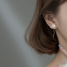 Load image into Gallery viewer, SLUYNZ 925 Sterling Silver Daisy Earrings Threader for Women Girls Minimalist Flower Wave Tassel Earrings Dangle Earring Chain