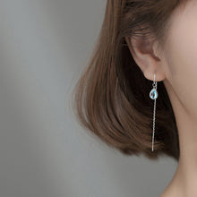 将图片加载到图库查看器,SLUYNZ 925 Sterling Silver Moonstone Teardrop Dangle Earrings for Women Teen Girls Droplet Threader Earrings Chain