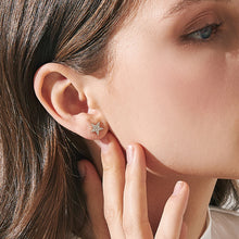将图片加载到图库查看器,SLUYNZ 925 Sterling Silver Cuff Earrings Chain for Women Asymmetric Star Moon Earrings Crawler Earrings Dangling Chain