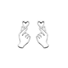 将图片加载到图库查看器,SLUYNZ 925 Sterling Silver Heart Studs Earrings for Women Teen Girls Unique Sweet Love Heart Earrings