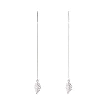Load image into Gallery viewer, SLUYNZ 925 Sterling Silver Leaf Dangle Earrings Chain for Women Teen Girls Ear Line Threader Earrings