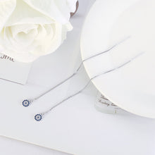 将图片加载到图库查看器,SLUYNZ 925 Sterling Silver Round Eye Dangle Earrings Chain for Women Teen Girls Evil Eye Threader Earrings