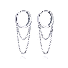 将图片加载到图库查看器,SLUYNZ 925 Sterling Silver Dangle Earrings Tassel for Women Teen Girls Minimalist Hoop Drop Earrings Chain