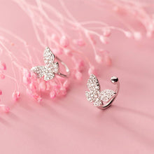 将图片加载到图库查看器,SLUYNZ 925 Sterling Silver Lovely Butterfly Earrings Cuff Earrings for Women Teen Girls No Piercing Cartilage Earrings Small Hoop Earrings