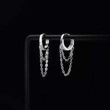 将图片加载到图库查看器,SLUYNZ 925 Sterling Silver Dangle Earrings Tassel for Women Teen Girls Minimalist Hoop Drop Earrings Chain