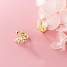 将图片加载到图库查看器,SLUYNZ 925 Sterling Silver Lovely Butterfly Earrings Cuff Earrings for Women Teen Girls No Piercing Cartilage Earrings Small Hoop Earrings