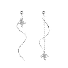 将图片加载到图库查看器,SLUYNZ 925 Sterling Silver Snowflake Dangle Earrings Chain for Women Teen Girls Snowflake Earrings Drop Earrings