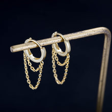 将图片加载到图库查看器,SLUYNZ 925 Sterling Silver Dangle Earrings Tassel for Women Teen Girls Minimalist Hoop Drop Earrings Chain