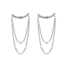 Load image into Gallery viewer, SLUYNZ 925 Sterling Silver Dangle Earrings Chain for Women Teen Girls Minimalist Bar Tassel Chain Earrings