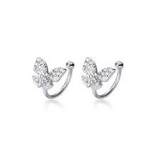 将图片加载到图库查看器,SLUYNZ 925 Sterling Silver Lovely Butterfly Earrings Cuff Earrings for Women Teen Girls No Piercing Cartilage Earrings Small Hoop Earrings