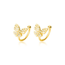 将图片加载到图库查看器,SLUYNZ 925 Sterling Silver Lovely Butterfly Earrings Cuff Earrings for Women Teen Girls No Piercing Cartilage Earrings Small Hoop Earrings