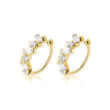 将图片加载到图库查看器,SLUYNZ 925 Sterling Silver CZ Cuff Earrings for Women Teen Girls Small Hoop Earrings No Piercing Cartilage Earrings