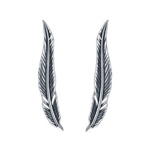 将图片加载到图库查看器,SLUYNZ 925 Sterling Silver Feather Crawler Earrings for Women Teen Girls Climber Earrings Cuff Earrings Wrap (Feather Earrings)