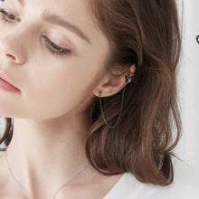 将图片加载到图库查看器,SLUYNZ 925 Sterling Silver Elegant Butterfly Cuff Earrings Chain for Women Teen Girls Butterfly Earrings Crawler Earrings Wrap