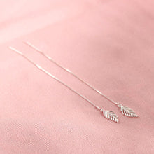 Load image into Gallery viewer, SLUYNZ 925 Sterling Silver Leaf Dangle Earrings Chain for Women Teen Girls Ear Line Threader Earrings