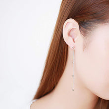 将图片加载到图库查看器,SLUYNZ 925 Sterling Silver Long Dangle Earrings Tassel for Women Teen Girls Cute Ball Chain Earrings Studs