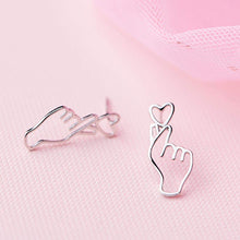将图片加载到图库查看器,SLUYNZ 925 Sterling Silver Heart Studs Earrings for Women Teen Girls Unique Sweet Love Heart Earrings