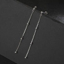 将图片加载到图库查看器,SLUYNZ 925 Sterling Silver Long Dangle Earrings Tassel for Women Teen Girls Cute Ball Chain Earrings Studs