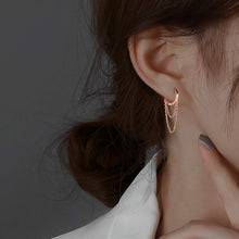 将图片加载到图库查看器,SLUYNZ 925 Sterling Silver Dangle Earrings Tassel for Women Teen Girls Minimalist Hoop Drop Earrings Chain