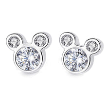 将图片加载到图库查看器,SLUYNZ Mouse Earrings for Women Teen Girls 925 Sterling Silver Crystals Mouse Studs Earrings