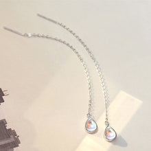 将图片加载到图库查看器,SLUYNZ 925 Sterling Silver Moonstone Teardrop Dangle Earrings for Women Teen Girls Droplet Threader Earrings Chain