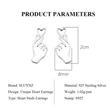 将图片加载到图库查看器,SLUYNZ 925 Sterling Silver Heart Studs Earrings for Women Teen Girls Unique Sweet Love Heart Earrings