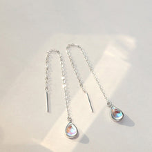 将图片加载到图库查看器,SLUYNZ 925 Sterling Silver Moonstone Teardrop Dangle Earrings for Women Teen Girls Droplet Threader Earrings Chain