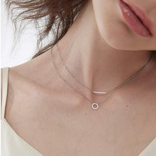 Load image into Gallery viewer, SLUYNZ 925 Sterling Silver Layered Necklace Disc Choker Necklace for Women Teen Girls Silver Layering Bar Circle Choker Necklace