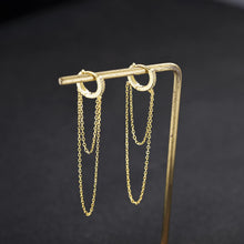 将图片加载到图库查看器,SLUYNZ 925 Sterling Silver CZ Hoop Earrings Tassel Chain for Women Teen Girls Small Hoop Earrings Dangle Earrings