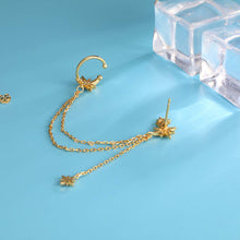 将图片加载到图库查看器,SLUYNZ 925 Sterling Silver Fashion Star Cuff Earring Chain for Women Teen Girls Star Crawler Earring Wrap Earrings