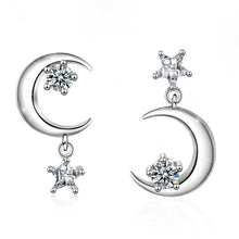 将图片加载到图库查看器,SLUYNZ 925 Sterling Silver CZ Crystal Star Moon Studs Earrings for Women Teen Girls Sparkling Asymmetric Studs EarringsSLUYNZ 925 Sterling Silver CZ Crystal Star Moon Studs Earrings for Women Teen Girls Sparkling Asymmetric Studs Earrings