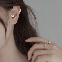 将图片加载到图库查看器,SLUYNZ 925 Sterling Silver Lovely Butterfly Earrings Cuff Earrings for Women Teen Girls No Piercing Cartilage Earrings Small Hoop Earrings