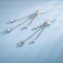 Load image into Gallery viewer, SLUYNZ 925 Sterling Silver Star Moon Dangle Earrings for Women Teen Girls Star Tassel Earrings Chain