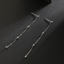 将图片加载到图库查看器,SLUYNZ 925 Sterling Silver Long Dangle Earrings Tassel for Women Teen Girls Cute Ball Chain Earrings Studs