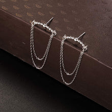 Load image into Gallery viewer, SLUYNZ 925 Sterling Silver Dangle Earrings Chain for Women Teen Girls Minimalist Bar Tassel Chain Earrings