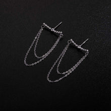 Load image into Gallery viewer, SLUYNZ 925 Sterling Silver Dangle Earrings Chain for Women Teen Girls Minimalist Bar Tassel Chain Earrings