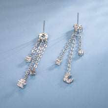 Load image into Gallery viewer, SLUYNZ 925 Sterling Silver Star Moon Dangle Earrings for Women Teen Girls Star Tassel Earrings Chain