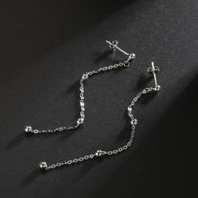 将图片加载到图库查看器,SLUYNZ 925 Sterling Silver Long Dangle Earrings Tassel for Women Teen Girls Cute Ball Chain Earrings Studs