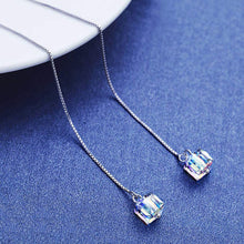 Load image into Gallery viewer, SLUYNZ 925 Sterling Silver Dangle Earrings Chain for Women Teen Girls Dream Catcher Threader Earrings Crystal Drop Earrings (CZ Crystal Dangle)