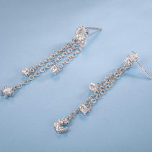 Load image into Gallery viewer, SLUYNZ 925 Sterling Silver Star Moon Dangle Earrings for Women Teen Girls Star Tassel Earrings Chain