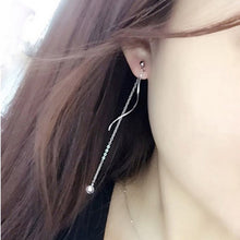 Load image into Gallery viewer, SLUYNZ 925 Sterling Silver Droplet Dangle Earrings for Women Teen Girls Long Tassel Earrings Chain