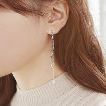 Load image into Gallery viewer, SLUYNZ 925 Sterling Silver Droplet Dangle Earrings for Women Teen Girls Long Tassel Earrings Chain
