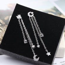 Load image into Gallery viewer, SLUYNZ 925 Sterling Silver Star Moon Dangle Earrings for Women Teen Girls Star Tassel Earrings Chain