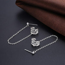 将图片加载到图库查看器,SLUYNZ 925 Sterling Silver Cuff Earrings Chain Studs for Women Teen Girls Cartilage Earrings Crawler Earrings Wrap