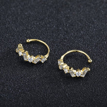 将图片加载到图库查看器,SLUYNZ 925 Sterling Silver CZ Cuff Earrings for Women Teen Girls Small Hoop Earrings No Piercing Cartilage Earrings
